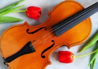 Jigsaw Puzzle Violin and tulips