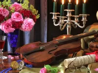 Слагалица Violin and candles