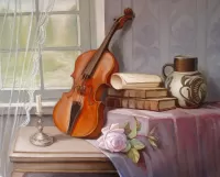 Jigsaw Puzzle Violin by the window