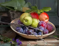 Jigsaw Puzzle Plums and apples
