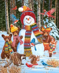 Puzzle Snowman and his friends