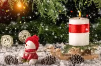 Jigsaw Puzzle Snowman and candle