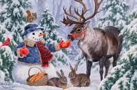 Jigsaw Puzzle Snowman and animals