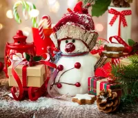 Jigsaw Puzzle Snowman with gifts