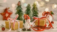 Jigsaw Puzzle Snowman with gift