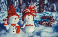 Zagadka Snowmen in the snow