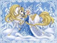 Пазл Снегурочка и лошадь 