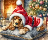Пазл Собака Санта Клауса