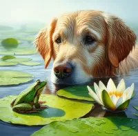 Jigsaw Puzzle Dog and frog