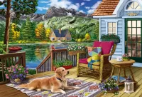 Jigsaw Puzzle Dog on the terrace
