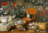 Jigsaw Puzzle dog in flowers