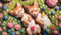 Jigsaw Puzzle Sleeping Among Flowers