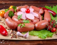 Jigsaw Puzzle Sausages and vegetables