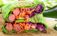 Jigsaw Puzzle Sausages with vegetables
