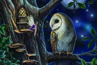 Jigsaw Puzzle Owl and fairy