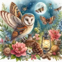 Rompecabezas Owl and moths