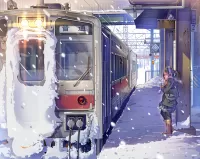 Пазл Станция зимой