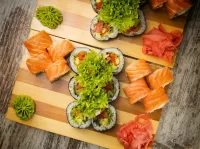 Jigsaw Puzzle Sushi on the Board