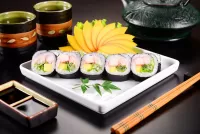 Jigsaw Puzzle Sushi in a row
