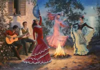 Jigsaw Puzzle Campfire dancing