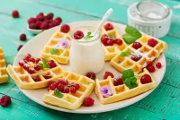 Jigsaw Puzzle A plate of waffles