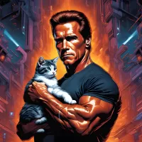 Quebra-cabeça Terminator and cat