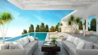 Rompecabezas Terrace with pool