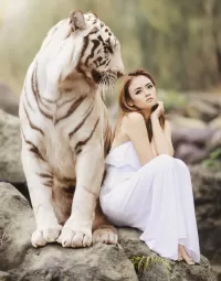 Пазл Тигр и девушка