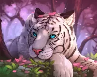 Jigsaw Puzzle Tiger in a pink forest