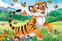 Jigsaw Puzzle Tiger and butterfly