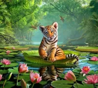 Jigsaw Puzzle Tiger and Lotus