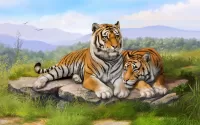 Пазл Тигры на отдыхе