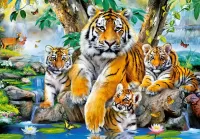 Пазл Тигриная семейка