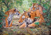 Слагалица Tigress with cubs