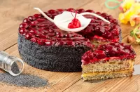Jigsaw Puzzle cake with cherries