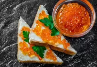 Puzzle Triangles with caviar