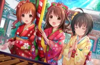 Jigsaw Puzzle Three girls in a kimono