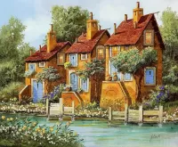 Jigsaw Puzzle Three houses by the river