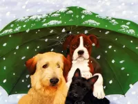 Слагалица Three of us under the umbrella