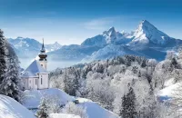 Slagalica Church in the snowy mountains