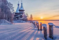 Jigsaw Puzzle Church in winter