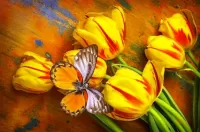 Jigsaw Puzzle Flowers and butterfly