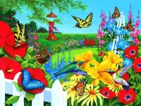 Quebra-cabeça Flowers and butterflies 1