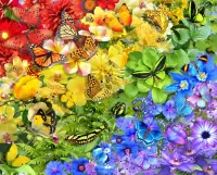 Пазл Цветы и бабочки