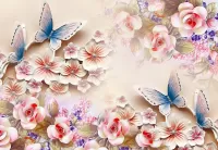 Jigsaw Puzzle Flowers and butterflies