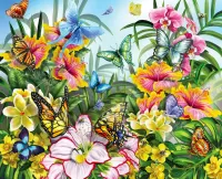 Пазл Цветы и бабочки 