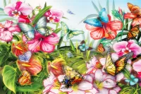 Puzzle Flowers and butterflies