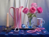 Jigsaw Puzzle Flowers with  bead