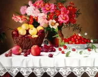 Puzzle Flowers and fruits