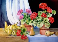 Jigsaw Puzzle Flowers and pears